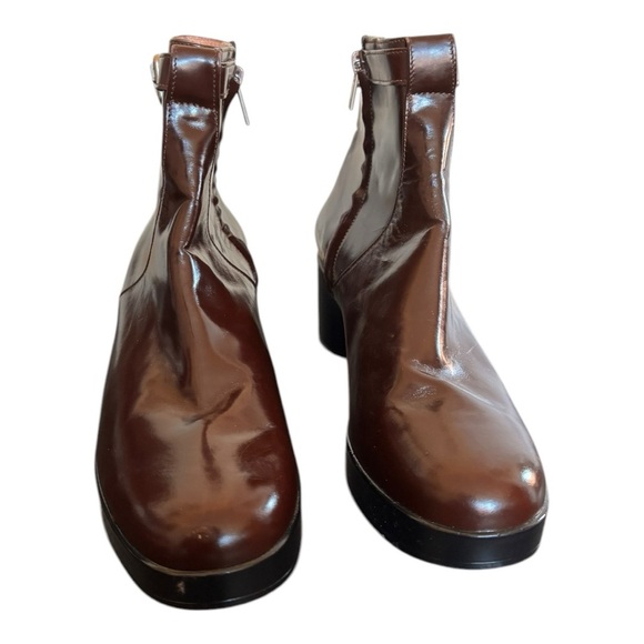 Robert Clergerie Cognac Wedge Ankle Boot Zipper Size 6.5 Buckle - Picture 11 of 15